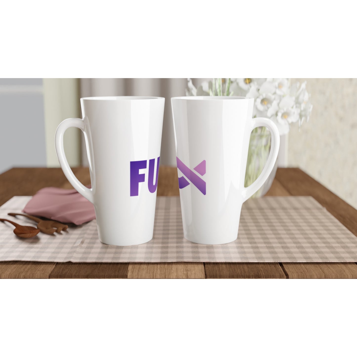 FU Cancer White Latte 17oz Ceramic Mug